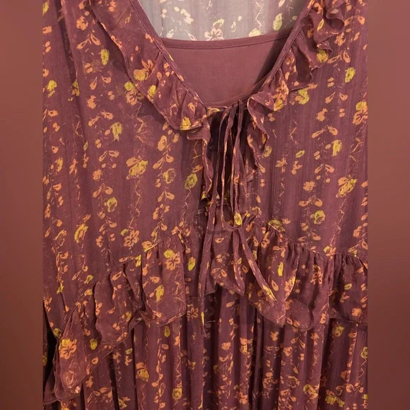 Sundance Lettie Maroon ruffled maxi dress XXL - Picture 4 of 10